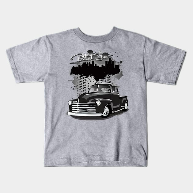 1948 Black Chevy Pickup Truck Detroit Iron Kids T-Shirt by RPM-ART